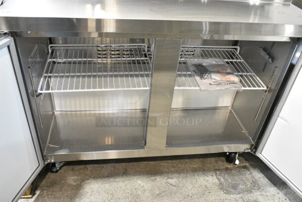 BRAND NEW SCRATCH AND DENT! 2023 Avantco 178APT48HC Stainless Steel Commercial Sandwich Salad Prep Table Bain Marie Mega Top. 115 Volts, 1 Phase. Tested and Working! - Image 9 of 10