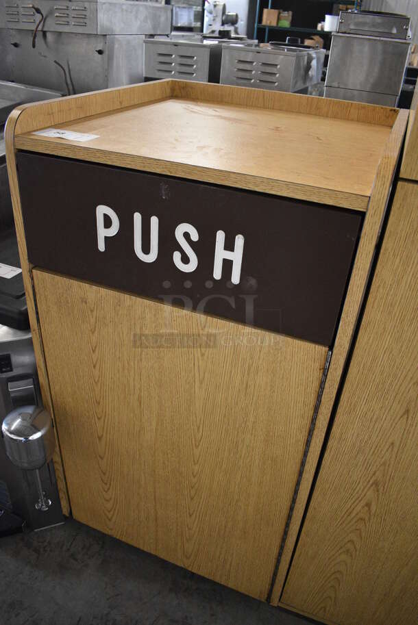 Wood Pattern Trash Can Shell w/ Door, Trash Deposit Flap and Trash Can. 23x23x42.5 - Image 3 of 6