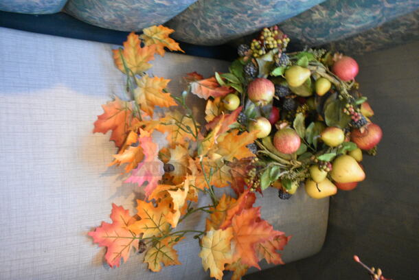 Wall Mount Table w/ Contents Including Fall Decor. BUYER MUST REMOVE: Bring Tools and Manpower Needed To Remove This Item. (booth room)  - Image 3 of 10