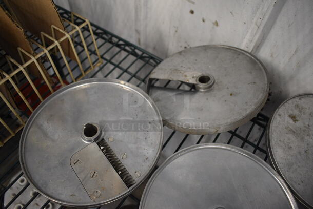 7 Various Robot Coupe Metal Food Processor Blades w/ Rack. Includes WA 5/32" GA 4, E/S 3-1/8", BR 1/8" BR 3x3, BR 5/32" BR 4x4, BR 5/64" BR 2x2. Goes GREAT w/ Lots 33 and 56! 7.5x7.5x3. 7 Times Your Bid! - Image 11 of 12