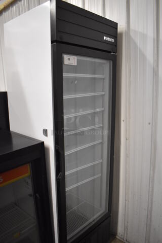 Habco SE18 Metal Commercial Single Door Reach In Cooler Merchandiser w/ Poly Coated Racks. 115 Volts, 1 Phase. 24x24x78. Tested and Working!