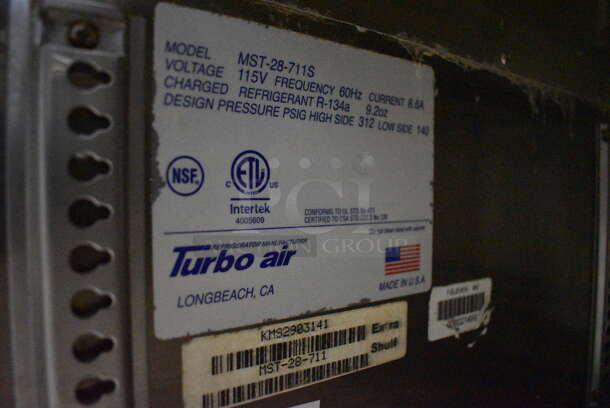 Turbo Air Model MST-26-711S Stainless Steel Commercial Single Door Under Counter Cooler w/ Poly Clear Sneeze Guard. 115 Volts, 1 Phase. 27.5x30x55. Tested and Powers On But Temps at 53 Degrees - Image 5 of 5