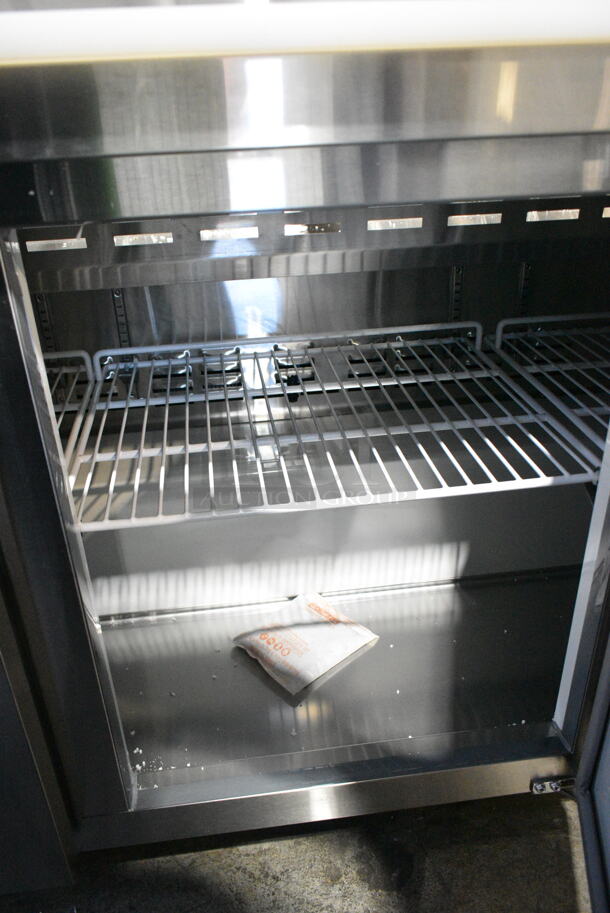 BRAND NEW SCRATCH AND DENT! 2024 Avantco 178APT71HC Stainless Steel Commercial Sandwich Salad Prep Table Bain Marie Mega Top on Commercial Casters. 115 Volts, 1 Phase. Tested and Working! - Image 9 of 11