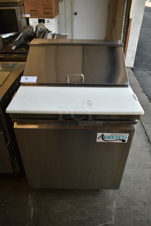 Avantco 178SSPT27HC Stainless Steel Commercial Sandwich Salad Prep Table Bain Marie Mega Top on Commercial Casters. 115 Volts, 1 Phase. Tested and Working! - Image 1 of 6