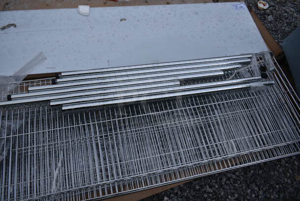 BRAND NEW SCRATCH AND DENT! 4 Tier Chrome Finish Rack w/ Liquor Cage.  - Image 3 of 4