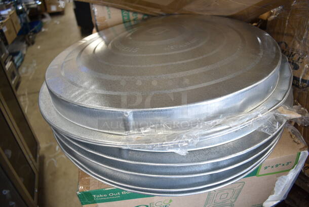 PALLET LOT of 25 BRAND NEW Boxes Including 500MF883W1C Choice 8" x 8" 1-Compartment Microwaveable White Mineral-Filled Plastic Hinged Take-Out Container - 150/Case, Dart 20J16 20 oz. White Customizable Foam Cup - 500/Case, 164TB3030 Lancaster Table & Seating 30" x 30" Cross Cast Iron Table Base Plate, Tin Trash Can Lids, 395TO991 EcoChoice 9" x 9" x 3" Compostable Sugarcane / Bagasse 1 Compartment Take-Out Box - 200/Case, French Fry Bags, 2 Box 500COLLAR8BR EcoChoice 8 oz. Kraft Coffee Cup Sleeve / Jacket / Clutch - 1200/Case, 460EC18UHAND Regency 18" NSF Chrome Utility Cart Handle, 2 Box 105GC36321 Choice 1 Part Green and White Guest Check with Bottom Guest Receipt - 50/Case, 2 Box 500MF883B1C Choice 8" x 8" 1-Compartment Microwaveable Black Mineral-Filled Plastic Hinged Take-Out Container - 150/Case, Regency 600SPL2424R Regency 15" High Stainless Steel Mop Sink Backsplash and Right Side Splash for 24 x 24" Mop Sink. 25 Times Your Bid!  - Image 6 of 12