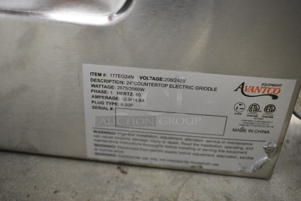 BRAND NEW SCRATCH AND DENT! Avantco 177EG24N Stainless Steel Commercial Countertop Electric Powered Flat Top Griddle. 208/240 Volts, 1 Phase. - Image 6 of 6