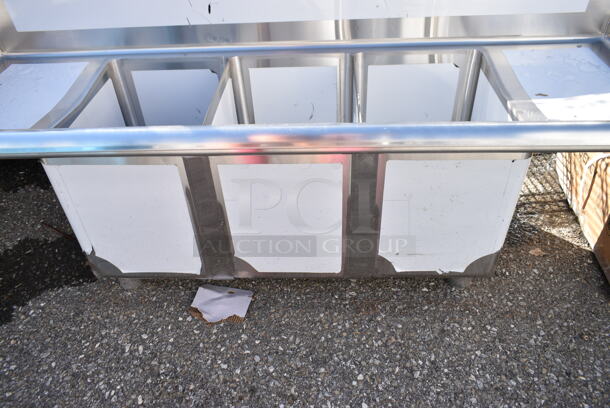 BRAND NEW SCRATCH AND DENT! Steelton 522CS11818N Stainless Steel Commercial  54" 18-Gauge Three Compartment Commercial Sink with 2 Drainboards - 10" x 14" x 12" Bowls. No Legs. - Image 3 of 9