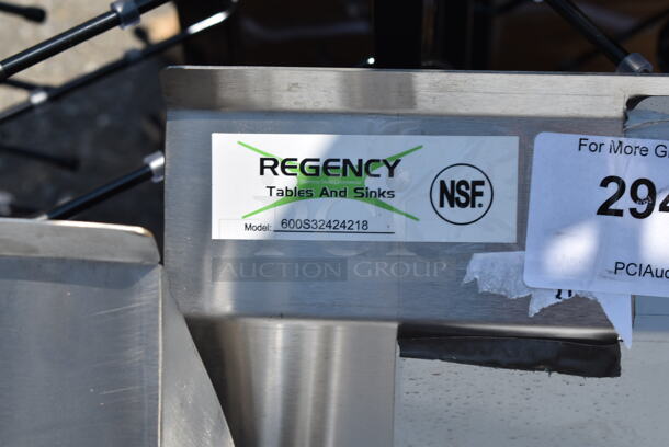 BRAND NEW SCRATCH AND DENT! Regency 600S32424218 Stainless Steel Commercial 3 Bay Sink w/ Dual Drain Board. Bays 24x24x14. No Legs.  - Image 8 of 8