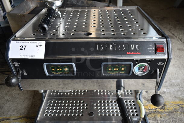 Grindmaster 245OQ Espressimo Stainless Steel Commercial Countertop 2 Group Espresso Machine w/ 2 Portafilters and Steam Wands. 208/240 Volts, 1 Phase.  - Image 4 of 7