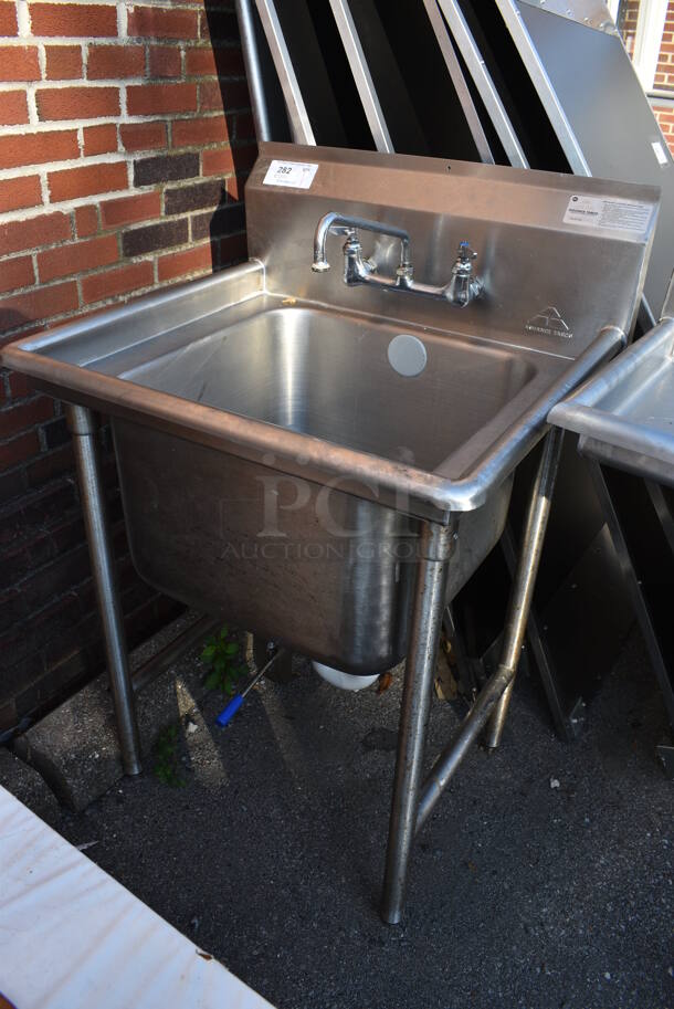 Stainless Steel Commercial Single Bay Sink w/ Faucet and Handles. 30x26x43. Bay 20x20x14
