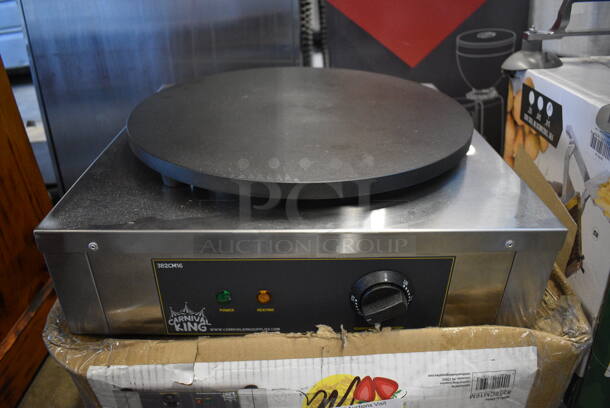 BRAND NEW SCRATCH AND DENT! Carnival King CM16 Stainless Steel Commercial Countertop Crepe Maker. 208/240 Volts, 1 Phase. 18x18x6. Tested and Working!