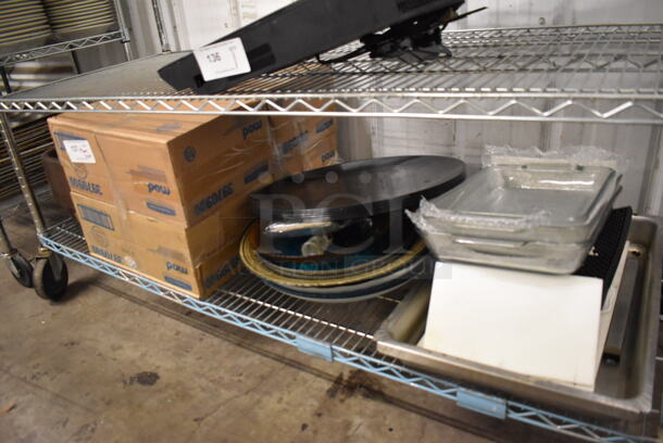 ALL ONE MONEY! Tier Lot of Various Items Including Trays, Booster Seat and Glass Casserole Dishes - Image 1 of 5