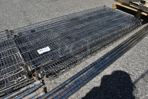ALL ONE MONEY! Lot of 4 Nexel Chrome Finish Shelves and 4 Poles! 54x24x1.5, 74"
