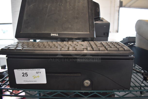 ALL ONE MONEY! Lot of Dell 15" POS Monitor w/ Epson M244A Receipt Printer and Metal Cash Drawer - Image 5 of 6