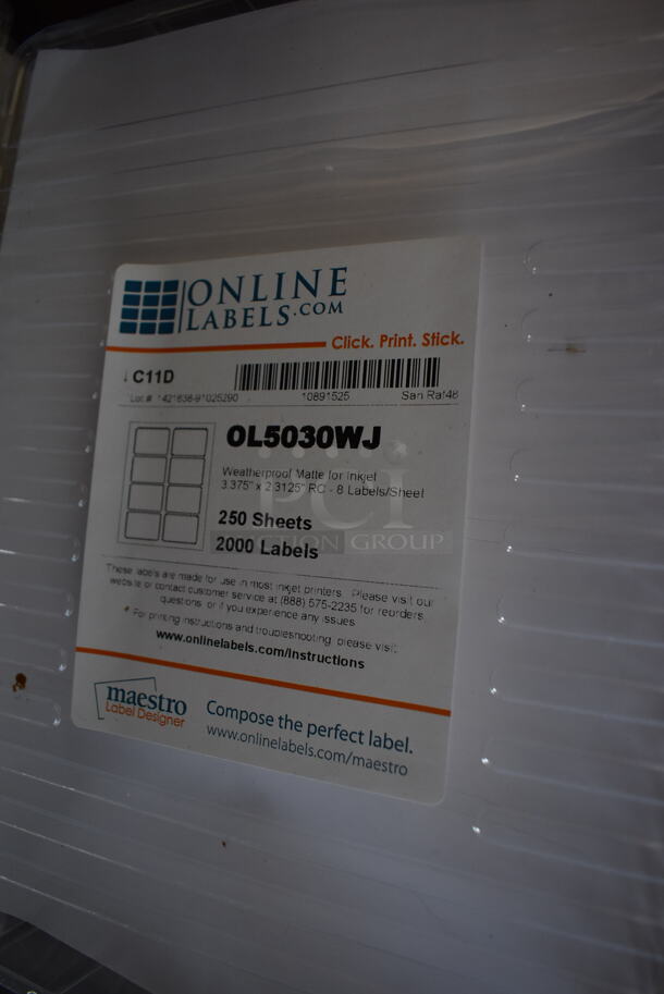 ALL ONE MONEY! Lot of 3 Bins of Online Labels.com OL5030WJ Weatherproof Matte Stickers for Inkjet.  - Image 4 of 4
