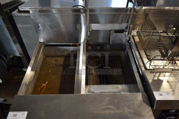 Frymaster FM145EBLSC Stainless Steel Commercial Natural Gas Powered Single Bay Deep Fat Fryer w/ Left Side Dumping Warming Station. 122,000 BTU. - Image 2 of 9