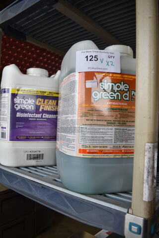 ALL ONE MONEY! Lot of 2 Items; Simple Green D Pro 3 Plus 3300000101005 5 Gallon Sweet Lavender Pine Scented Concentrated Antibacterial and Disinfectant Cleaner and Simple Green Clean Finish 2800000100005 5 Gallon Mint Scented Disinfectant Cleaner