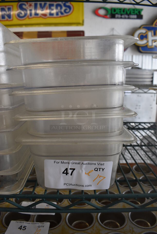 ALL ONE MONEY! Lot of 17 Clear Poly 1/3 Size Drop In Bins! 1/3x4 - Image 1 of 3