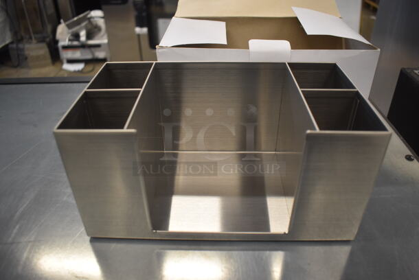 2 BRAND NEW IN BOX! Stainless Steel Multi Compartment Holders. 10x5.5x5. 2 Times Your Bid! 