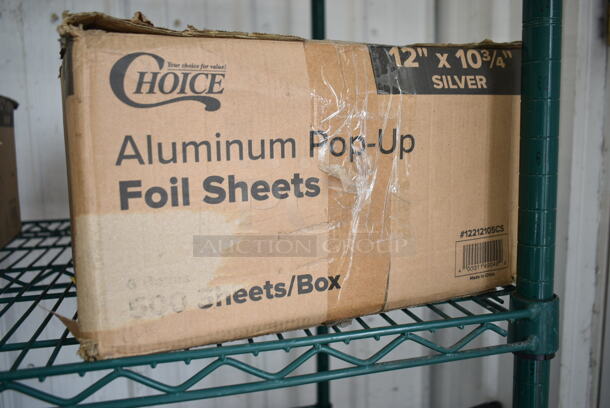 ALL ONE MONEY! Lot of 4 Tiers of Various BRAND NEW Items Including Ateco Baking Cups, 2 Box 12212105CS Choice Food Service Interfolded Pop- Up Foil, Adcraft FBR-11571 Metal Fry Baskets, 2 O-Cedar Microtwist Max Mop, Poultry Fence, Stepstool, Bell Marque Dispenser Napkins and Metal Bin. Does Not Include Shelving Unit.  - Image 3 of 12
