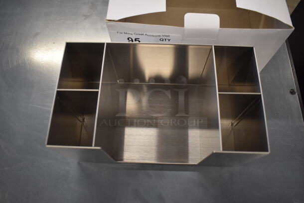 2 BRAND NEW IN BOX! Stainless Steel Multi Compartment Holders. 10x5.5x5. 2 Times Your Bid!  - Image 3 of 3