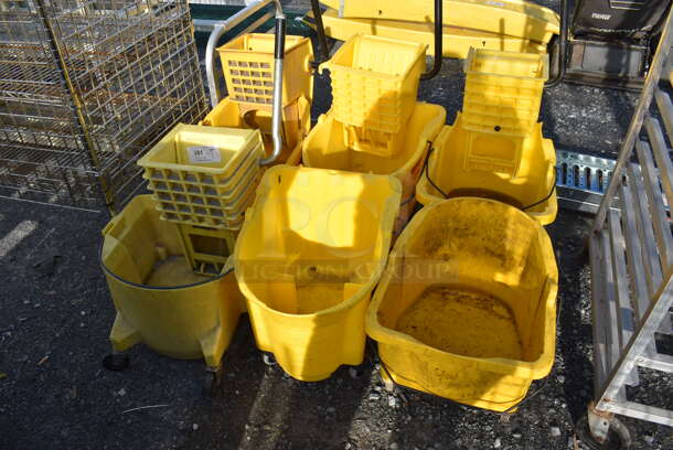6 Various Poly Mop Buckets on Commercial Casters; 4 w/ Wringing Attachment. Includes 15x20x17. 6 Times Your Bid! - Image 2 of 6