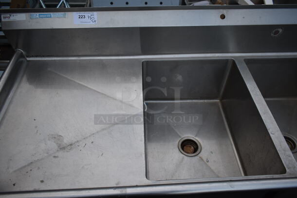 Stainless Steel Commercial 3 Bay Sink w/ Dual Drain Boards and Right Side Under Shelf. Bays 18x24. Drain Boards 22x26 - Image 3 of 9