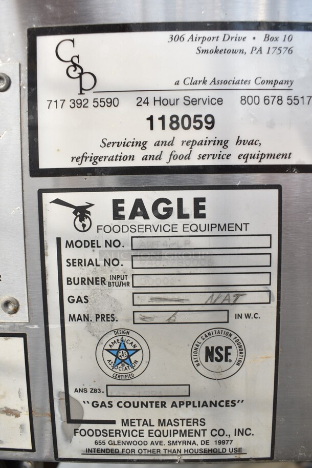 Eagle AWT4-LP Metal Commercial Natural Gas Powered 4 Well Steam Table w/ Under Shelf. 30,000 BTU.  - Image 5 of 5
