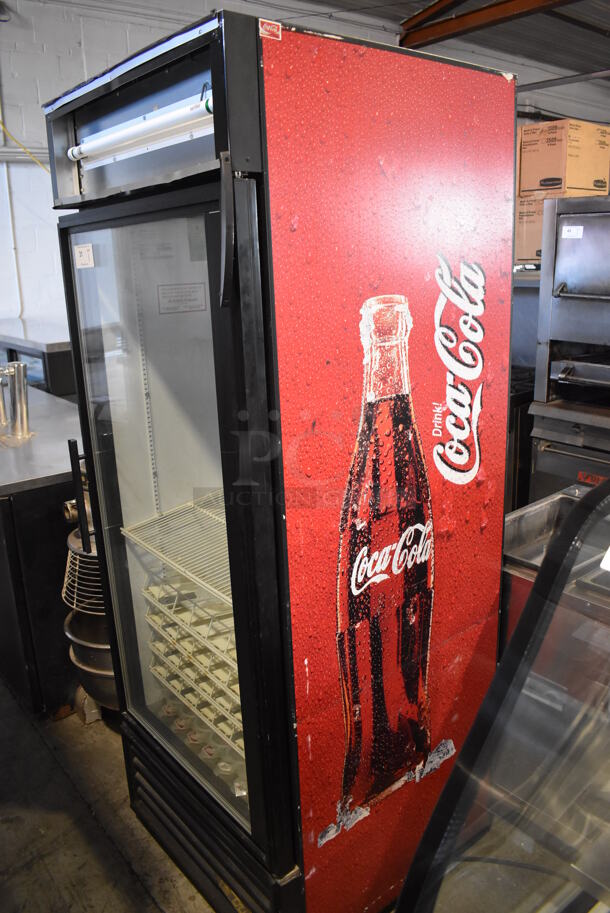 True GDM-26 Metal Commercial Single Door Reach In Cooler Merchandiser w/ Poly Coated Racks. 115 Volts, 1 Phase. 30x31x79. Tested and Powers On But Temps at 53 Degrees - Image 2 of 4