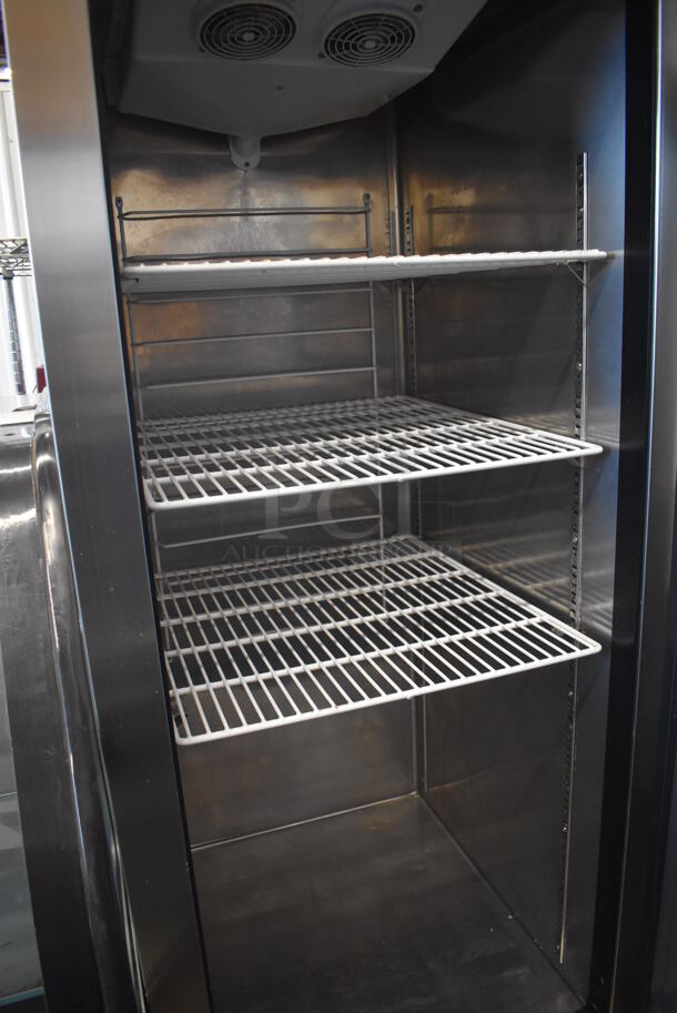Everest EBR1 Stainless Steel Commercial Single Door Reach In Cooler w/ Poly Coated Racks on Commercial Casters. 115 Volts, 1 Phase. 27x31x80. Tested and Working! - Image 3 of 6