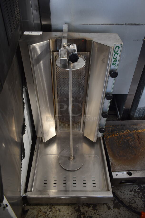 Visvardis DG 8A Stainless Steel Commercial Countertop Natural Gas Powered Vertical Broiler Gyro Machine.  - Image 1 of 6