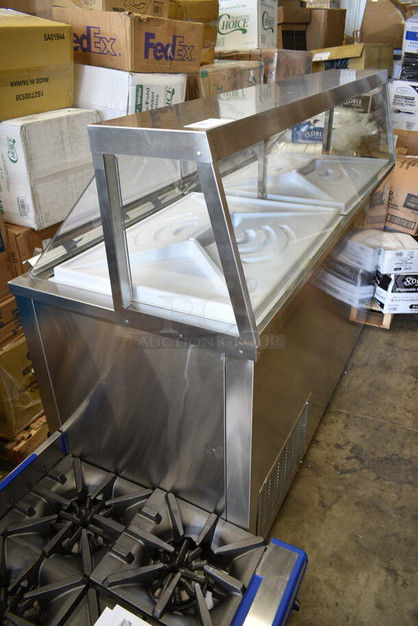 BRAND NEW SCRATCH AND DENT! 2023 Avantco 178CPSS68HC Stainless Steel Commercial 67 3/4" 12 Tub Stainless Steel Deluxe Ice Cream Dipping Cabinet. 115 Volts, 1 Phase. Tested and Working!  - Image 3 of 5