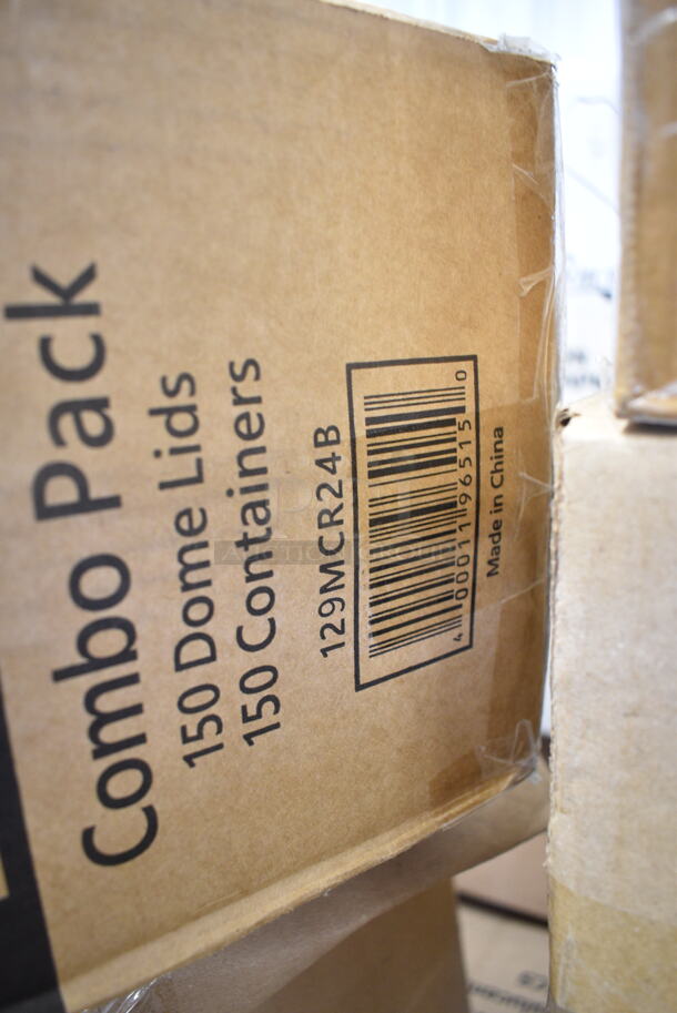 PALLET LOT of 42 BRAND NEW Boxes Including 7 Box 130ROLLKFSBK Visions 17" x 17" White Pre-Rolled Linen-Feel Napkin and Black Heavy Weight Plastic Cutlery Set - 100/Case, 129MCR24B Choice 24 oz. Black Round Microwavable Heavy Weight Container with Lid 7 1/4" - 150/Case, Choice 16 oz Deli Containers, 130SERVSPBK Visions 10" Black Disposable Plastic Serving Spoon - 72/Case, 760SOUP16KFT EcoChoice 16 oz. Kraft Paper Food Cup with Vented Lid - 250/Case, 433CARTRAY1 EcoChoice Pulp Fiber 1 Cup Carrier with Tray - 200/Case, 5002BNAPNAT EcoChoice 2-Ply Natural Kraft Beverage / Cocktail Napkin - 3000/Case, 5002CPTEC Lavex 2-Ply White Center Pull Economy Paper Towel Roll, 500 Sheets / Roll - 6/Case, 20500-3L Genpak 20500-BLK 9 3/16" x 6 1/2" x 2 7/8" Black Large Deep All Purpose Foam Hinged Lid Container - 200/Case, 128HD12COMBO ChoiceHD 12 oz. Microwavable Translucent Plastic Deli Container and Lid Combo Pack - 240/Case, 427BMFAR75SL Umbrella. 42 Times Your Bid! - Image 4 of 12