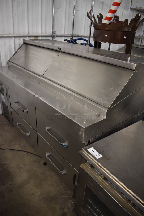 Randell Stainless Steel Commercial Sandwich Salad Prep Table Bain Marie Meta Top w/ 4 Drawers on Commercial Casters. 72x34x28. Tested and Working! - Image 2 of 8