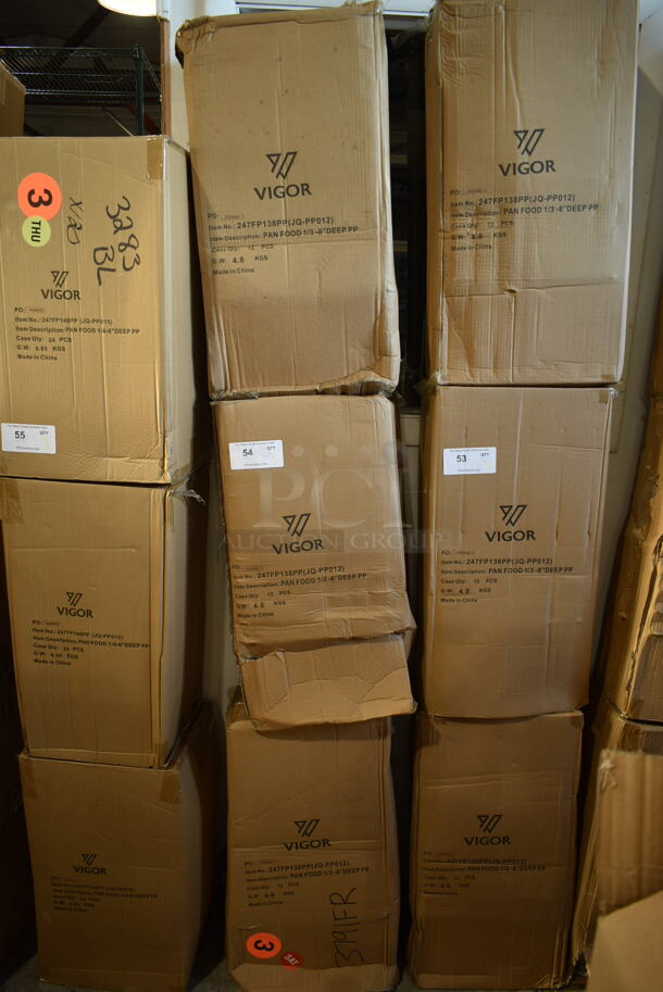 3 Boxes of 12 BRAND NEW IN BOX! Vigor 247FP138PP 1/3 Size 8" Deep Translucent Polypropylene Food Pan. 3 Times Your Bid! - Image 2 of 3