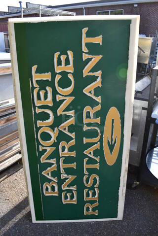 ALL ONE MONEY! Lot of 3 Signs for Enck's Catering. 29.5x59