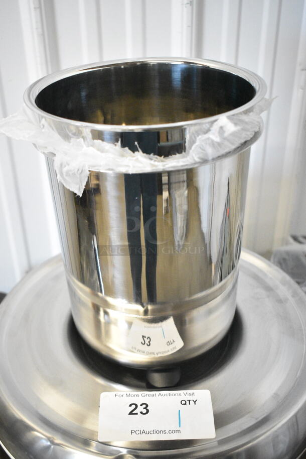 4 BRAND NEW SCRATCH AND DENT! Items Including 2 25MCCW135 Poly Measuring Pitchers, FCCLBLU Knob, Stainless Steel Cylindrical Bin, 2 Metal 1/2 Size Drop In Bins. 4 Times Your Bid!  - Image 7 of 10