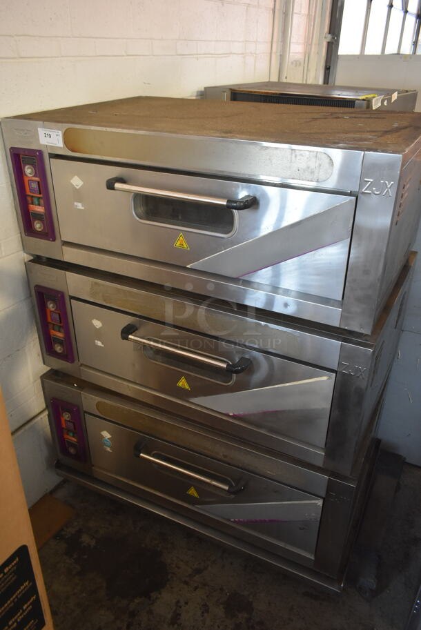 3 2016 ZJX YXD-20C Stainless Steel Commercial Electric Powered Single Deck Bakery Ovens. 220 Volts, 3 Phase. 3 Times Your Bid! - Image 1 of 12