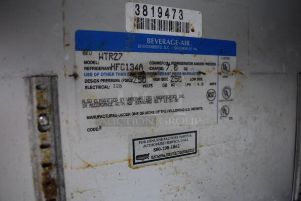 Beverage Air WTR27 Stainless Steel Commercial Single Door Undercounter Cooler. 115 Volts, 1 Phase. Tested and Working! - Image 6 of 6