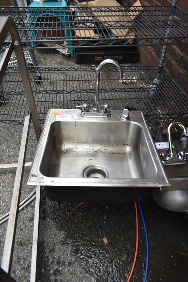 Stainless Steel Commercial Single Bay Drop In Sink w/ Faucet and Handles. 