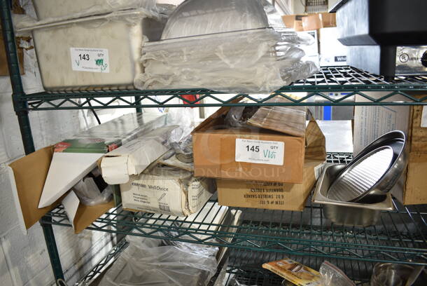 ALL ONE MONEY! Tier Lot of BRAND NEW! Items Including Drop In Bin, Tablecraft Syrup Pourers, G-107 Swirled Shaker, KNW1000 WellChoice Knives, Winware Airpot. - Image 1 of 9