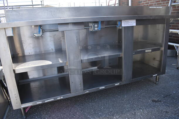 Stainless Steel Commercial Table w/ 4 Cut Outs, Back Splash and Under Shelves. 96x24x43 - Image 4 of 5