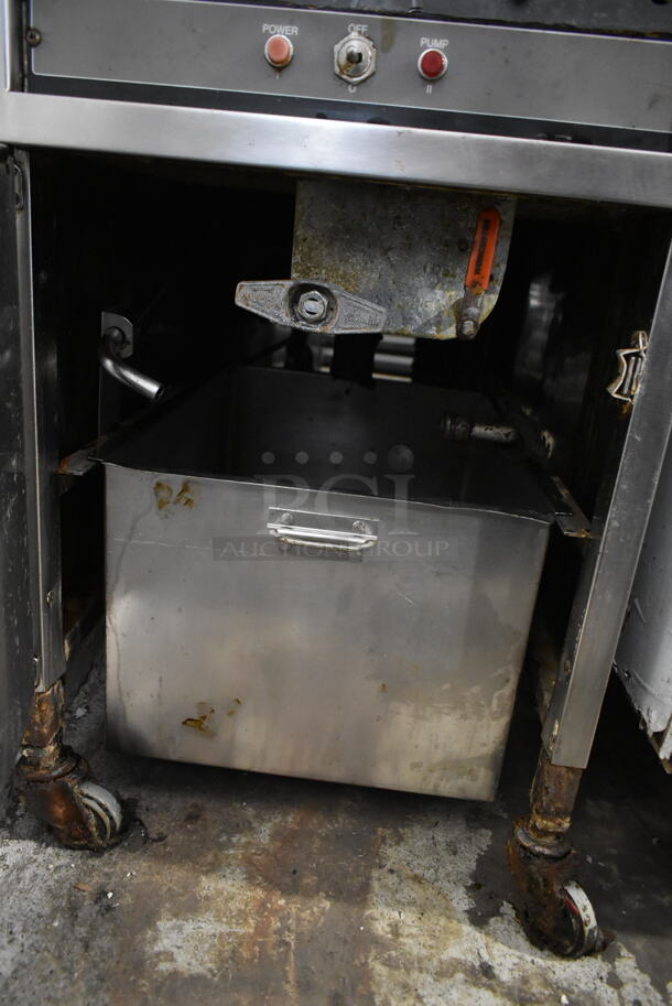 Henny Penny 500 Stainless Steel Commercial Floor Style Electric Powered Deep Fat Pressure Fryer on Commercial Casters. 220 Volts, 3 Phase.  - Image 8 of 9