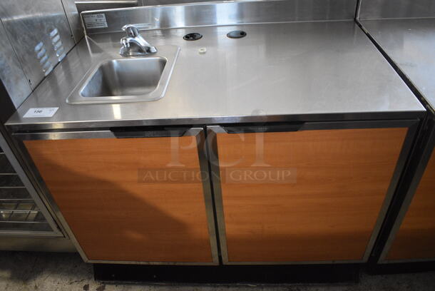 Duke SUB-PS-48-LM Commercial Stainless Steel Hand Sink Station Counter With Two Faux Wood Cabinet Doors.