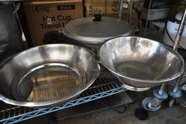 ALL ONE MONEY! Lot of 6 Various Items Including Colander, Pot and Lid.  - Image 1 of 6