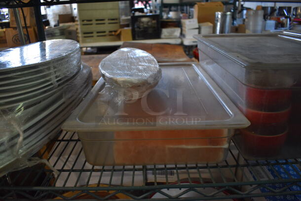 ALL ONE MONEY! Metro Lot of 4 Tiers of Various Items Including Ceramic Dishes, Stainless Steel Drop In Bins and Cutting Boards. Does Not Include Metro Shelving Unit - Image 9 of 12