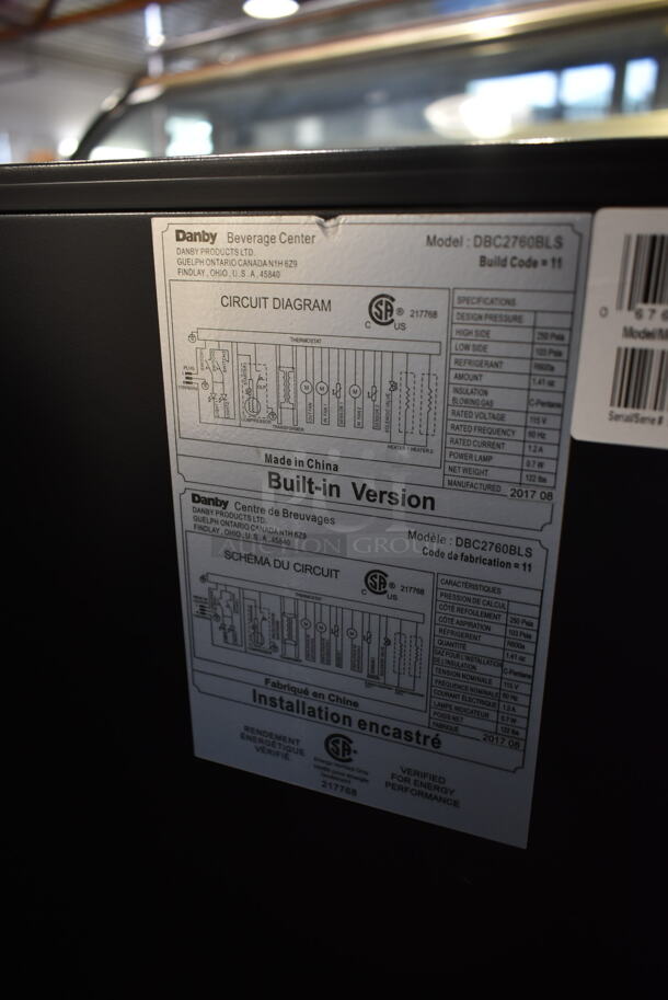 BRAND NEW SCRATCH AND DENT! Danby DBC2760BLS Dual Zone 27 Bottle Built-In French Door Beverage Wine Cooler Merchandiser. 115 Volts, 1 Phase. Tested and Working! - Image 6 of 6