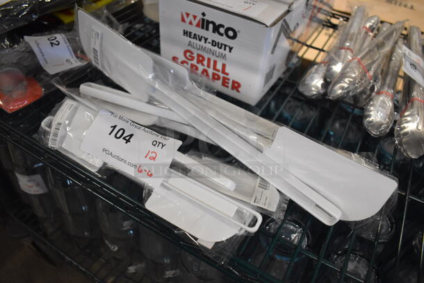 ALL ONE MONEY! Lot of 12 BRAND NEW! Winco White Poly Scrapers. 10", 14" - Image 2 of 3
