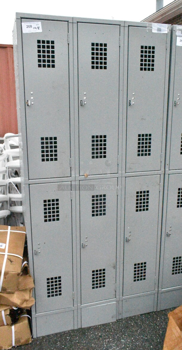 BRAND NEW SCRATCH AND DENT! Regency 600LC32125AG Space Solutions Gray 36" x 15" x 78" 3 Wide, 2 Tier Locker - Assembled  - Image 2 of 6